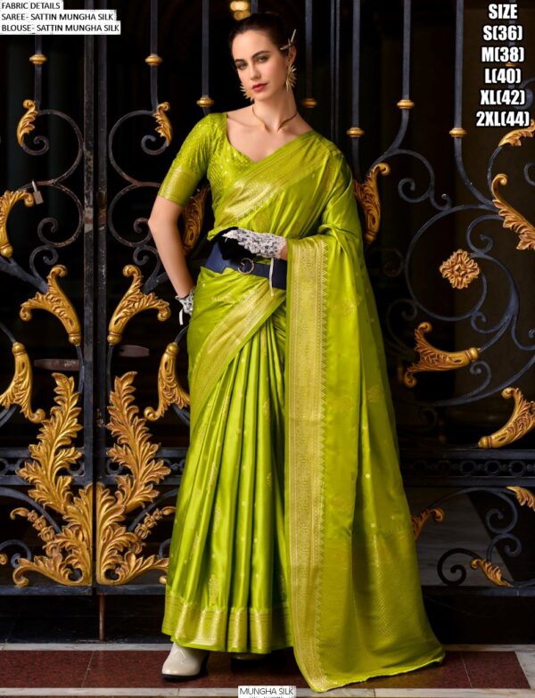Feel Luxury In Every Occasions With Our Satin Mungha Silk Designer Woven Sarees