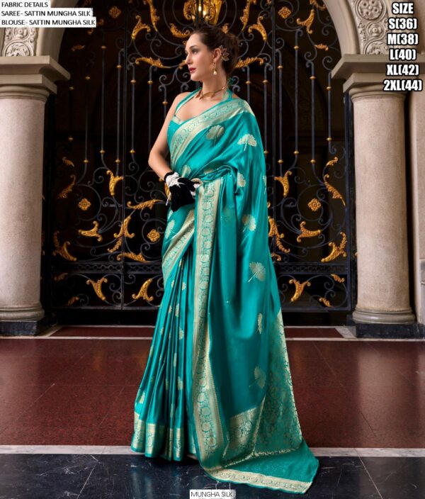 Feel Luxury In Every Occasions With Our Satin Mungha Silk Designer Woven Sarees