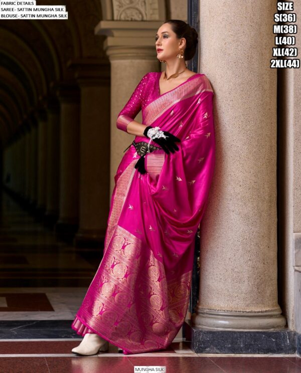 Feel Luxury In Every Occasions With Our Satin Mungha Silk Designer Woven Sarees