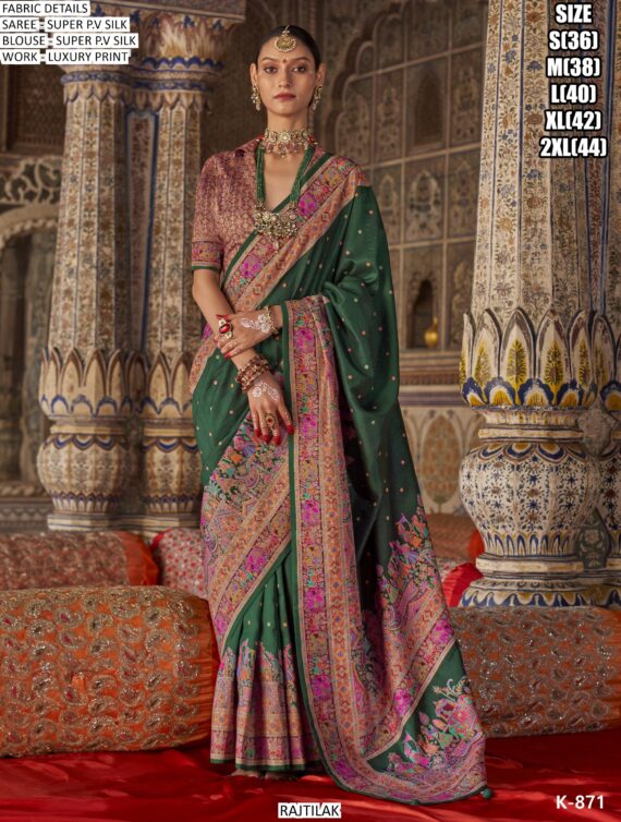 Traditional Indian Luxury Printed Festive Wear Super Silk Saree With Un-Stitched Blouse