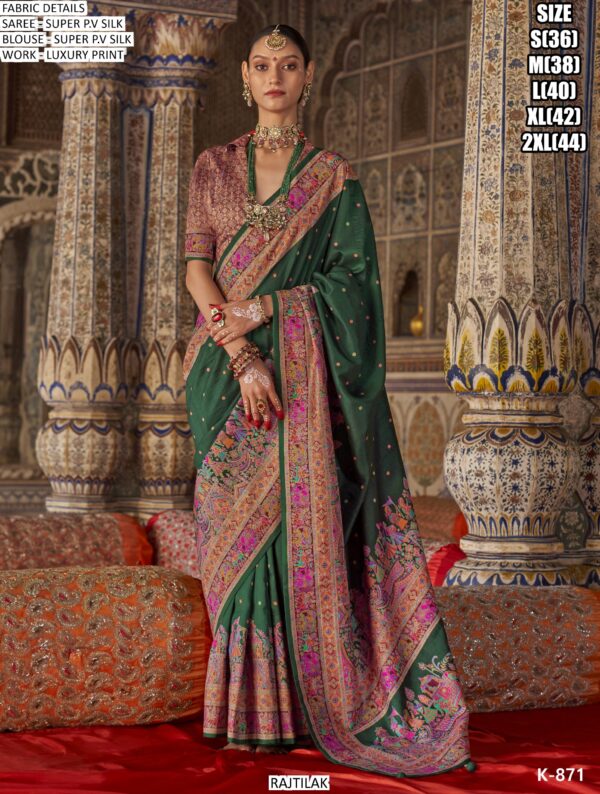Traditional Indian Luxury Printed Festive Wear Super Silk Saree With Un-Stitched Blouse