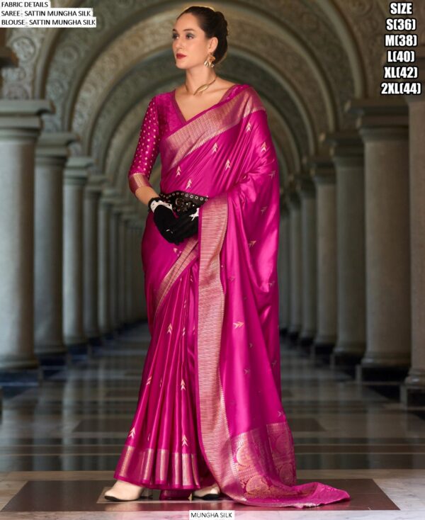 Feel Luxury In Every Occasions With Our Satin Mungha Silk Designer Woven Sarees