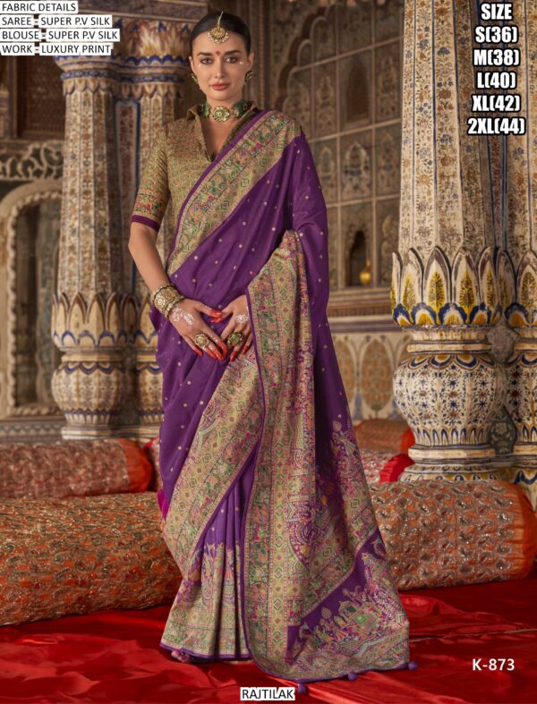 Traditional Indian Luxury Printed Festive Wear Super Silk Saree With Un-Stitched Blouse