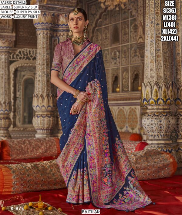 Traditional Indian Luxury Printed Festive Wear Super Silk Saree With Un-Stitched Blouse