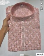 Men's Premium Style Rayon Embroidery And Sequins Work Kurta With White Pyjama Pair