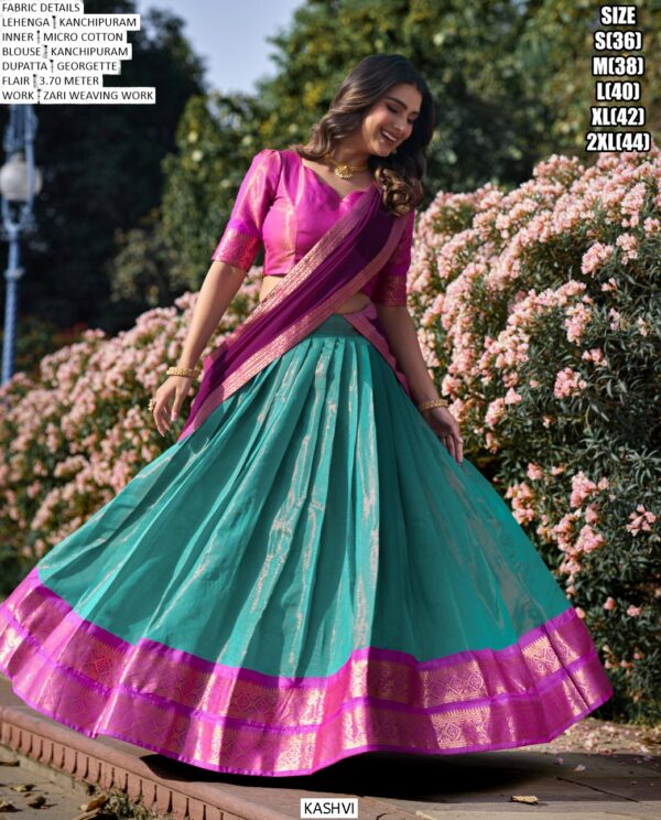 The South-Style Kanchipuram Silk Lehenga Choli Special For South Indian Weddings