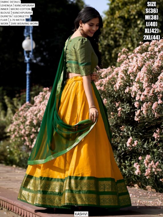 The South-Style Kanchipuram Silk Lehenga Choli Special For South Indian Weddings