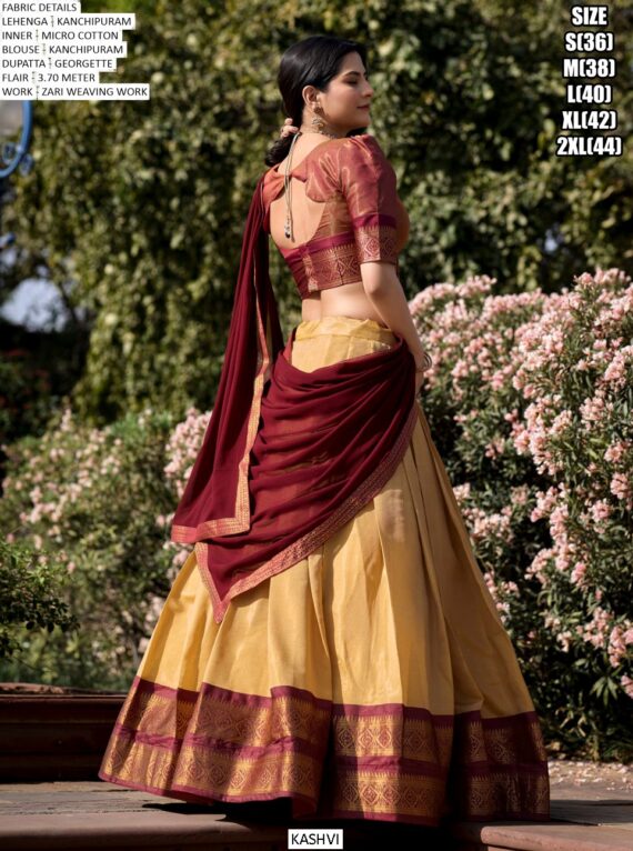 The South-Style Kanchipuram Silk Lehenga Choli Special For South Indian Weddings