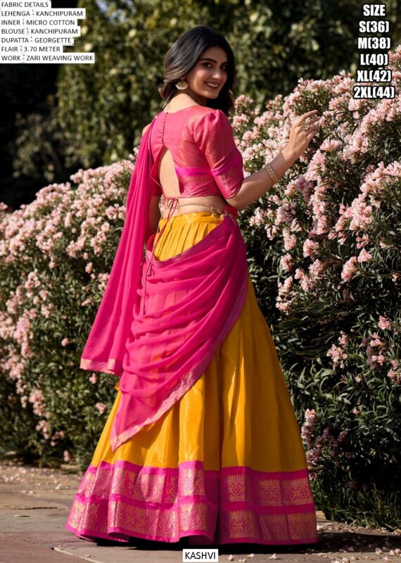 The South-Style Kanchipuram Silk Lehenga Choli Special For South Indian Weddings