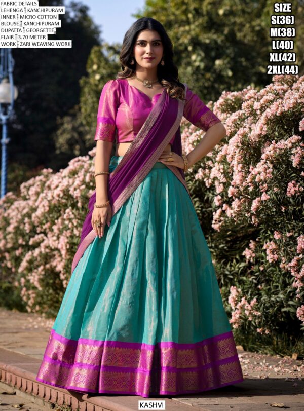 The South-Style Kanchipuram Silk Lehenga Choli Special For South Indian Weddings