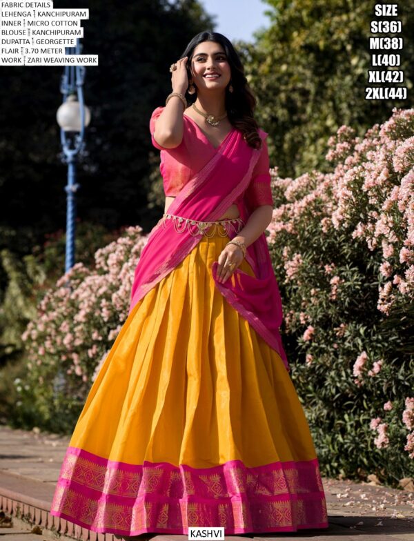 The South-Style Kanchipuram Silk Lehenga Choli Special For South Indian Weddings