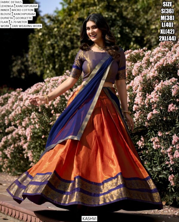 The South-Style Kanchipuram Silk Lehenga Choli Special For South Indian Weddings