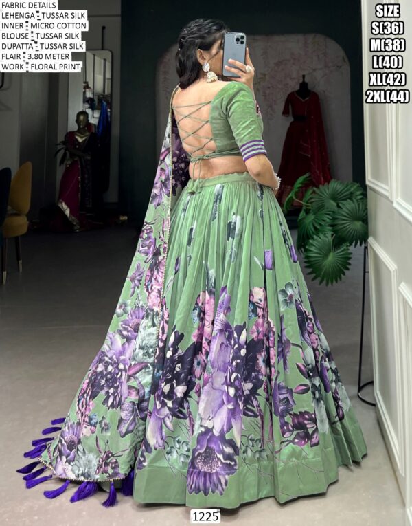New Launching! Alluring Floral Printed Tussar Silk Festival Lehenga Choli Set