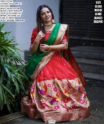 Incredible Zari Weaving Jacquard Silk Red Paithani Lehenga Choli