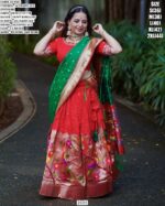 Incredible Zari Weaving Jacquard Silk Red Paithani Lehenga Choli