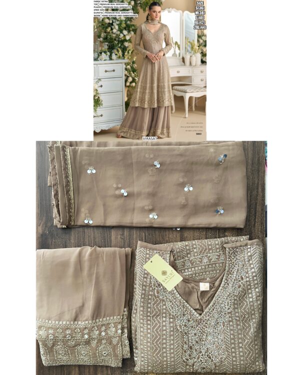 Hand Seroski And Embroidered Designer Readymade Georgette Three Piece Dresses