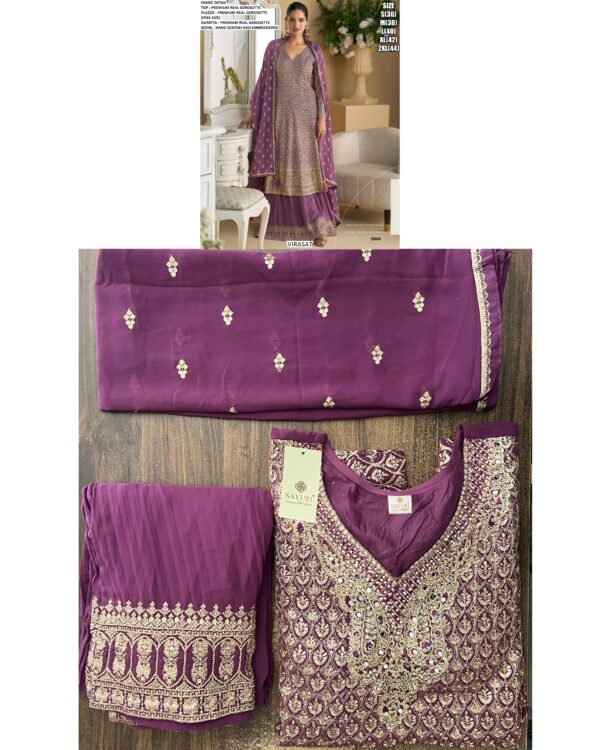 Hand Seroski And Embroidered Designer Readymade Georgette Three Piece Dresses