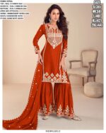 We Are Offering Party Wear White Embroidery Designer Chinon Silk Salwar Suits