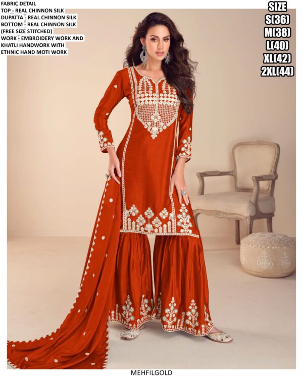 We Are Offering Party Wear White Embroidery Designer Chinon Silk Salwar Suits