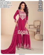 We Are Offering Party Wear White Embroidery Designer Chinon Silk Salwar Suits