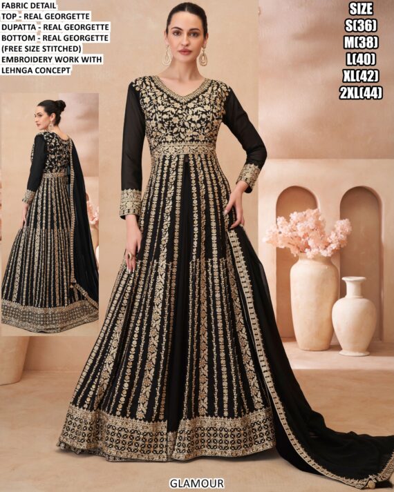Georgette Heavy Embroidery Work Party Wear Readymade Indo-Western Suits