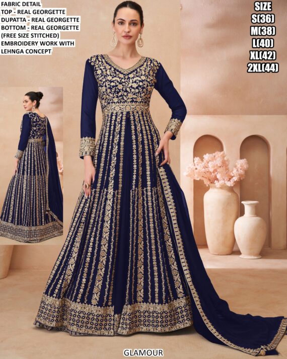 Georgette Heavy Embroidery Work Party Wear Readymade Indo-Western Suits