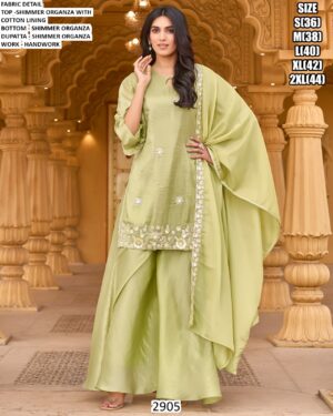 Buy Now! Festive Wear Pure Shimmer Organza Hand Worked Salwar Kameez