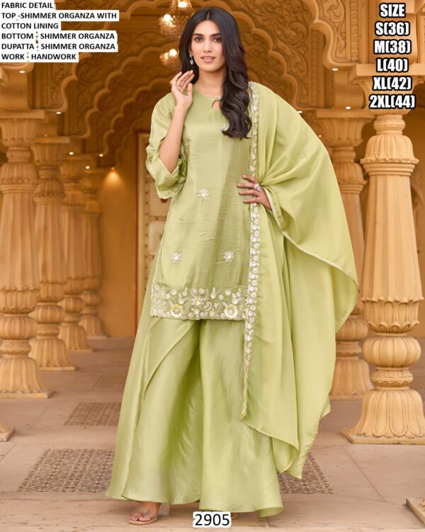 Buy Now! Festive Wear Pure Shimmer Organza Hand Worked Salwar Kameez