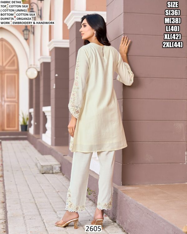 Casual Wear Pure Cotton Silk Co-ord Set Embroidery With Beautiful Hand Work