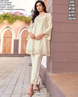 Casual Wear Pure Cotton Silk Co-ord Set Embroidery With Beautiful Hand Work