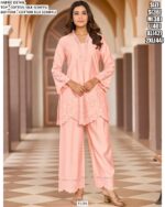 Cotton Silk Schiffli Worked Comfort Fit Co-ord Sets For Women