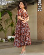 Premium Readymade Faux Georgette Floral Printed Casual Wear Midi Gown