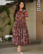 Premium Readymade Faux Georgette Floral Printed Casual Wear Midi Gown