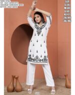 Partywear Lucknowi Chikankari Embroidered Heavy Rayon Kurti With Pant