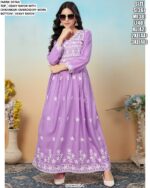 Grab This Delightful Rayon Chikankari Embroidered Readymade Gown And Pant