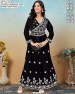 Grab This Delightful Rayon Chikankari Embroidered Readymade Gown And Pant