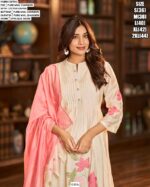 Introducing Our Pure Mul Chanderi Embroidered Salwar Suit Set In Off-White