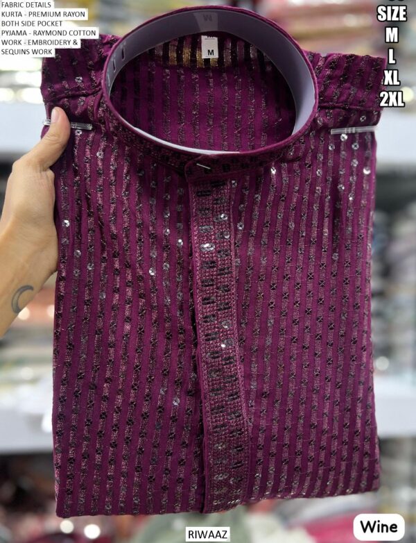 Premium Rayon Embroidered Readymade Kurta With Pajama For Men (Full Sets)