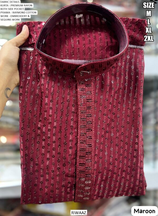 Premium Rayon Embroidered Readymade Kurta With Pajama For Men (Full Sets)