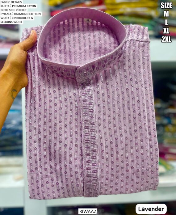 Premium Rayon Embroidered Readymade Kurta With Pajama For Men (Full Sets)