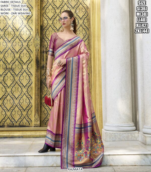 Wedding Special Zari Woven Tissue Silk Sarees With Designer Blouses