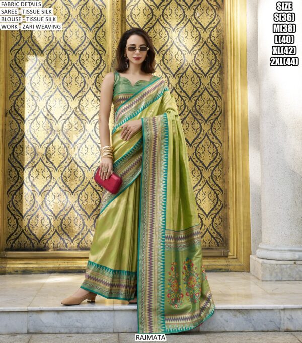 Wedding Special Zari Woven Tissue Silk Sarees With Designer Blouses