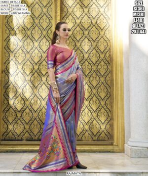 Wedding Special Zari Woven Tissue Silk Sarees With Designer Blouses