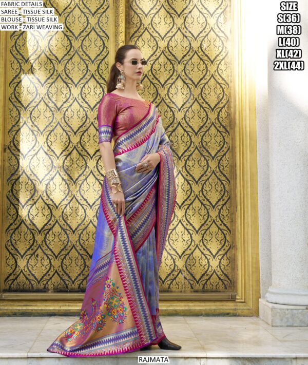 Wedding Special Zari Woven Tissue Silk Sarees With Designer Blouses