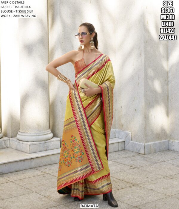Wedding Special Zari Woven Tissue Silk Sarees With Designer Blouses