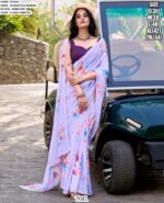 Women's Weightless Marble Floral Printed Saree With Blouse For Festivals And Regular Functions