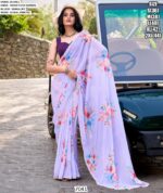 Women's Weightless Marble Floral Printed Saree With Blouse For Festivals And Regular Functions