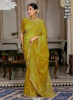 Tissue Gold Crush Sarees With Exquisite Cutdana And Zarkan Hand Embellishment