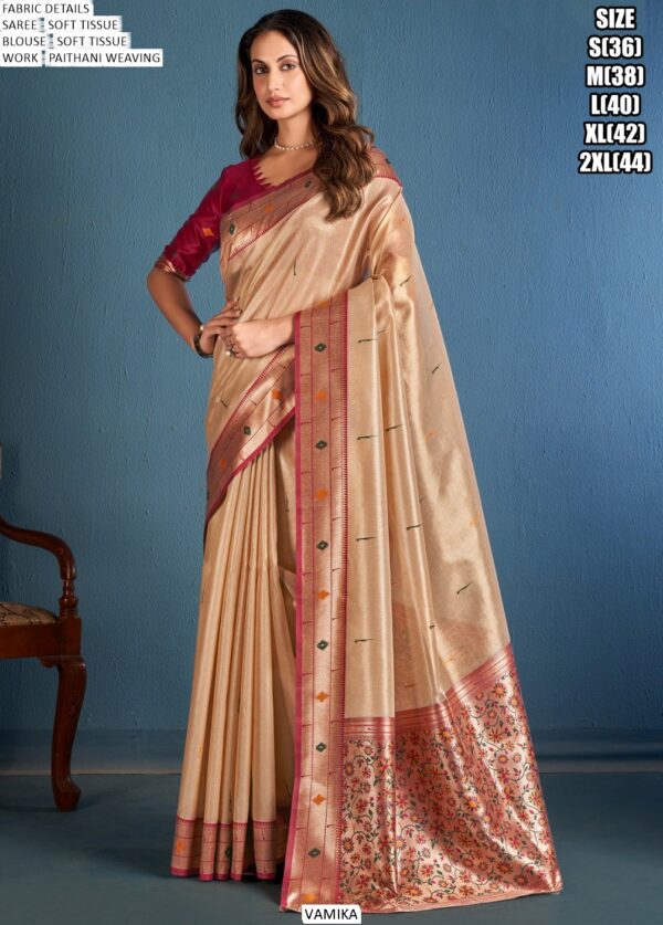 Get Your Mesmerizing Look With Our Soft Tissue Paithani Weaving Sarees