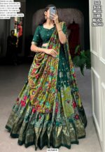 Purchase This Kalamkari Printed Tussar Silk Lehenga Choli For Festivals